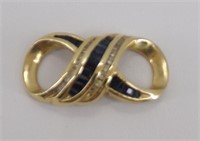 Sapphire & Diamond Slide 14K Yellow Gold