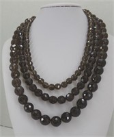 17" 3 strand brown beaded necklace