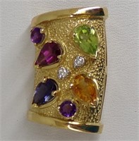 14K Gold Multi-Color Gem Slide