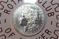 1902 Morgan Silver Dollar Coin -Rotary Club Casing