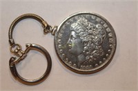1889 Morgan Silver Dollar Coin with Key Chain