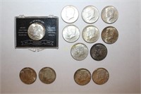 13 Silver Kennedy Half Dollar Coins