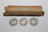 53 Silver Mercury Dime Coins