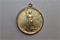 Gold 1914-S St. Gaudens Twenty Dollar Coin & Frame