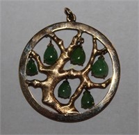 14K Gold Pendant with Jade Stones