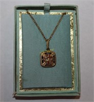 14K Gold Masonic Pendant with Gold Filled Chain