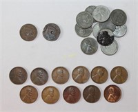 Indian Head, Wheat, and Steel Penny Coins