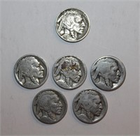 Six Buffalo Nickel Coins