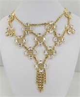 20" Gold with White Crystal necklace