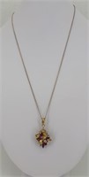 18" Gold Chain with Floral Pendant