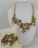 Heidi Daus Gold Antler Necklace & Bracelet Set