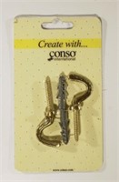 (2) Solid Brass Decorative Plain Hooks, 4 Pk of 2