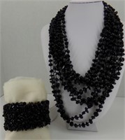 Black Coral Rock Necklace & Bracelet