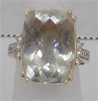 Green Quartz & Diamond  Ring