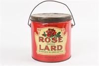 ROSE BRAND LARD "RENDERED IN OPEN KETTLE"  PAIL