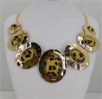 Leopard print & Gold Thread Necklace