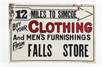 SIMCOE CLOTHING STORE SST EMBOSSED ARROW SIGN