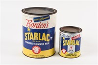 LOT 2 VINTAGE BORDEN'S STARLAC SKIMMED MILK CANS