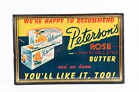PETERSON'S ROSE BRAND BUTTER CARDBOARD ADV.