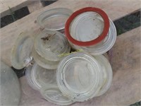 Antique vintage glass lids for jars