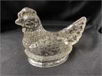 Glass Hen Form Candy Container