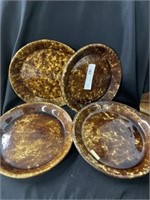 (4) Rockingham Glazed Plates