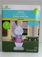 Inflatable Easter Bunny With Egg 7 Ft Tall