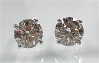 1.50 Ct Round Brilliant Cut Diamond Stud Earrings