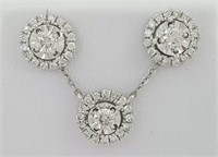 1.15 Cts 14 Kt Halo Round Stud Earrings Necklace