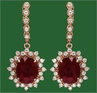 Certified 15.20 Cts Natural Ruby Diamond Earrings