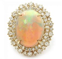 12.50 Cts Natural Ethiopian Opal Diamond Ring