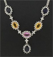 14 Kt White Gold Tourmaline Diamond Necklace