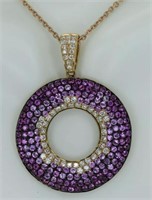 18 Kt Pink Sapphire Diamond Necklace
