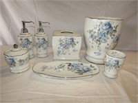 Blue Rose Ceramic Bathroom Set