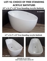 Acrylic Tubs - Free Standing (Your Choice)