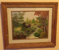 FRAMED AND MATTED PRINT - CREEK SCENE - SIGNED BY