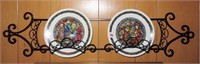2 LIMOGES PLATES WITH PLATE RACK