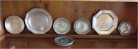 8 COLLECTABLE ASSORTED PLATES - 5 PEWTER LIMITED E
