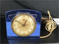 Deco Blue Mirror Clock Model 3H94