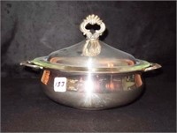 SILVER PLATED SERVING DISH WITH GLASS INSERT