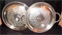 2 SILVER PLATED SERVING TRAYS