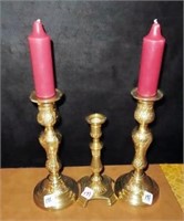 3 BRASS CANDLE HOLDERS