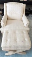 HENREDON ROLLING CHAIR AND FOOT STOOL