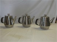 3 Stainless Steel Teapots
