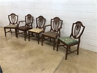 (5) Mahogany Shield Back Dining Room Chairs