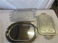 3 Metal Platters Largest is 19" L