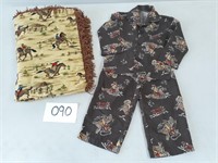 Gymboree Cowboy Pajamas (18-24 Months) + Blanket