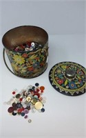 Buttons in Vintage Cookie Tin England