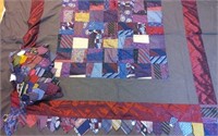 Necktie Crazy Quilt, 84" x75" & Pillow