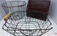 2) Wire Baskets & Metal Mesh Desk Sorter